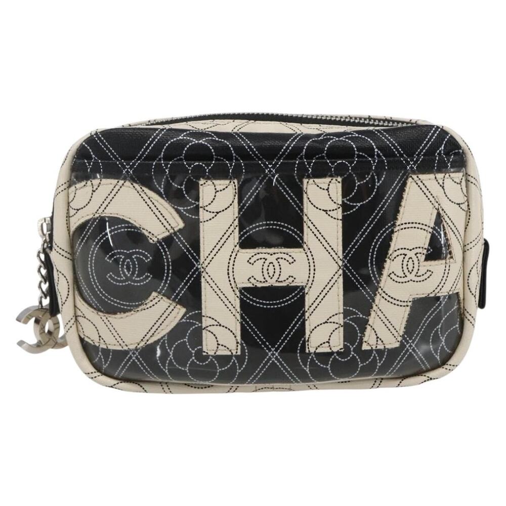 Chanel Vinyl Camelia Pouch Black